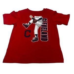 Team Athletics MLB Boy's Size 4T Cleveland Baseball Short Sleeve Tee Shirt Red